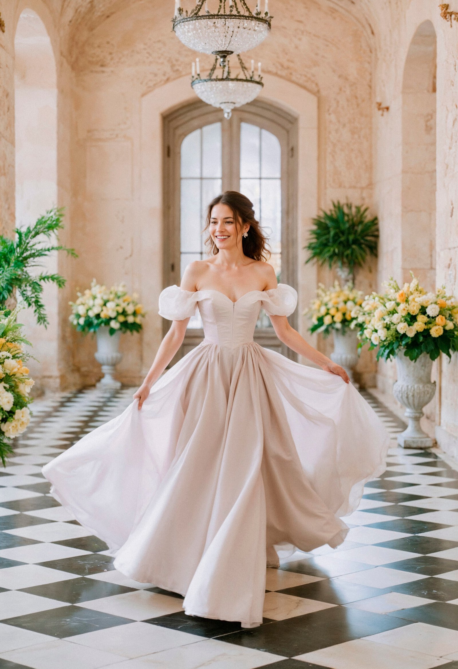 Wedding dress hanging outdoors