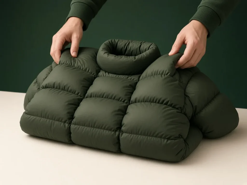 Down jacket insulation plumped after cleaning