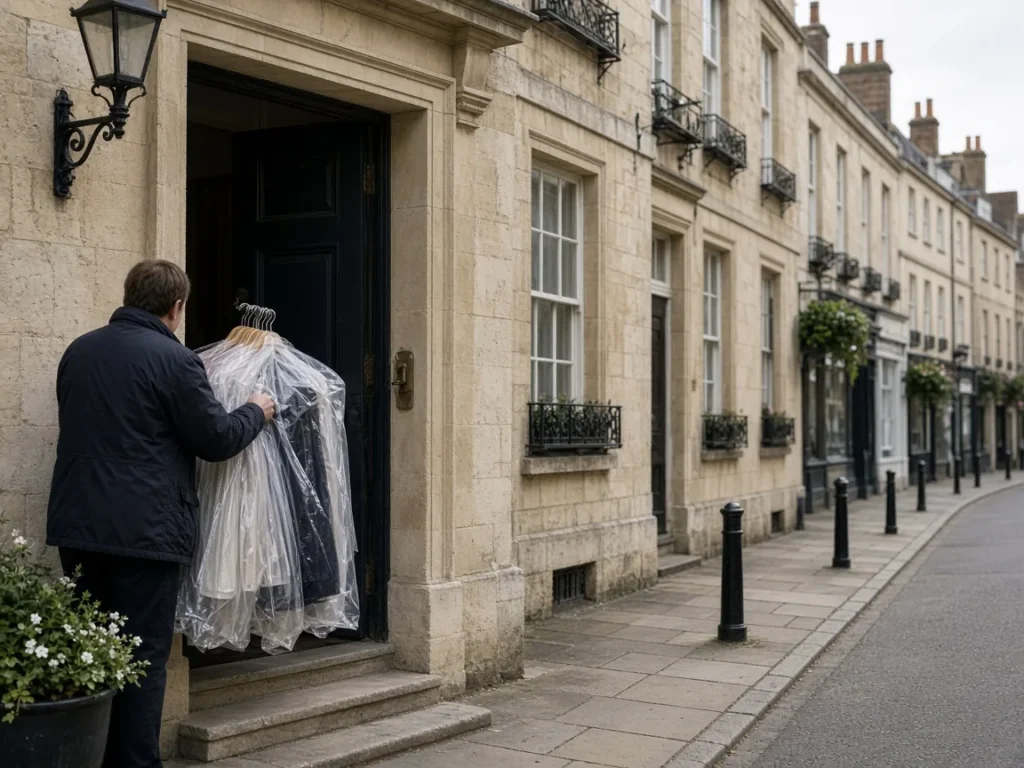 Clean garments delivered to a Farnham street